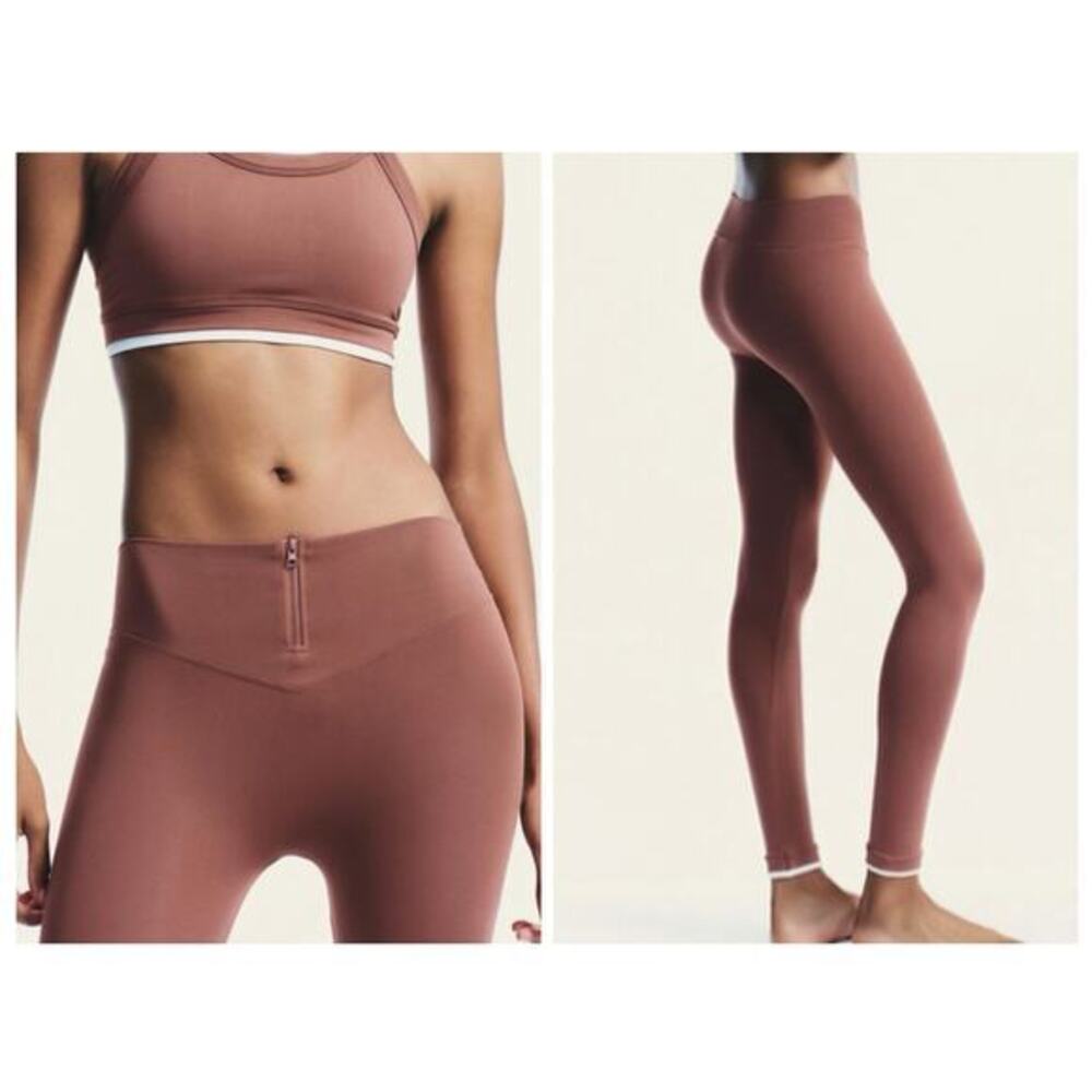 Zara Seamless Zipper Leggins Size XS Brown Yoga Sports Lounge